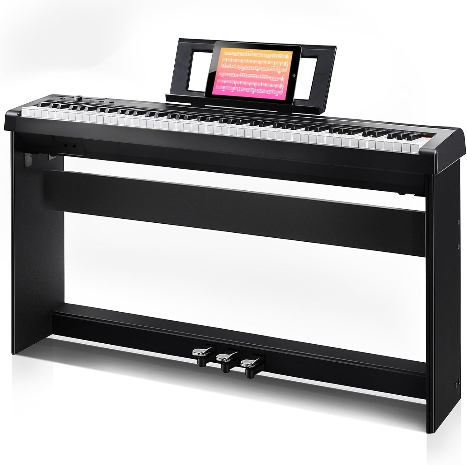 AODSK S-200 88-Key Weighted Digital Piano, Hammer Action, Black, with Sustain Pedal & Stereo Speakers