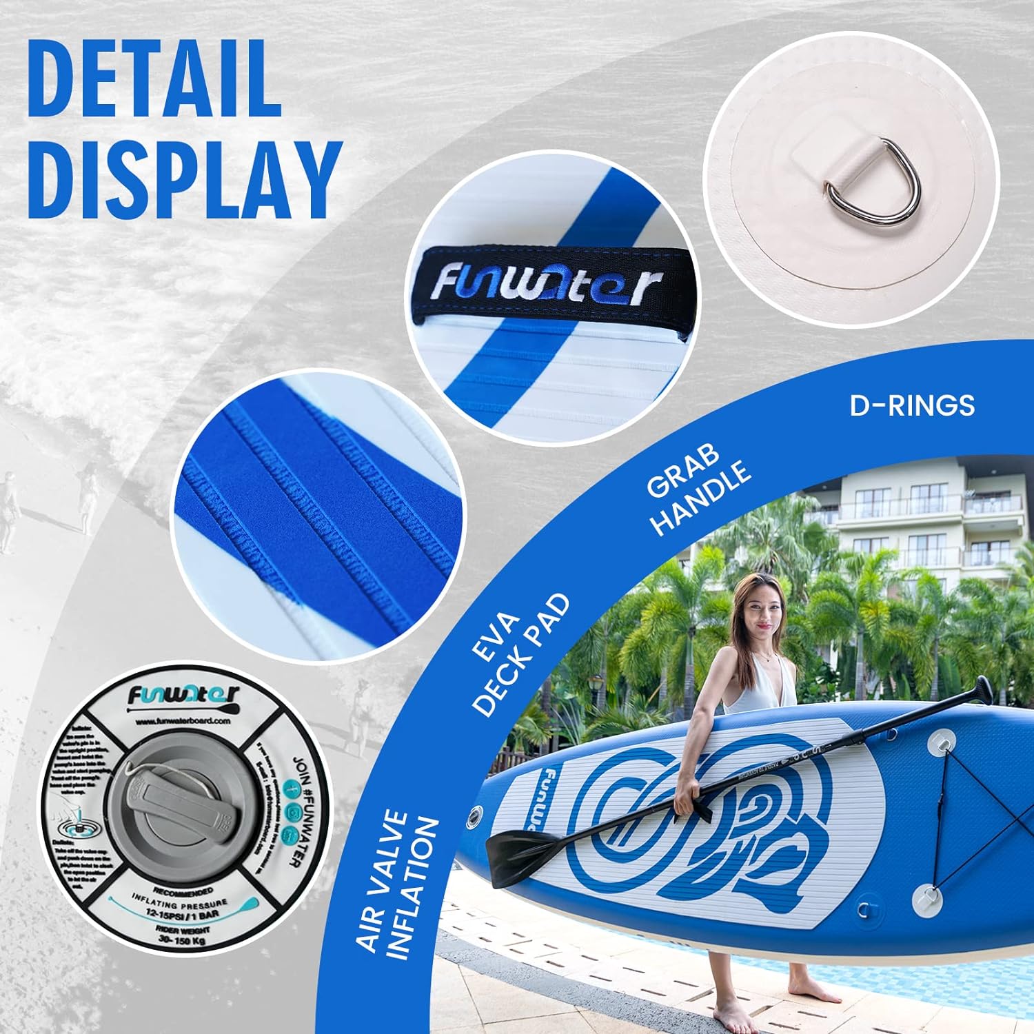 Inflatable Ultra-Light Stand Up Paddle Board for All Skill Levels with Premium SUP Paddleboard Accessories,Non-Slip Comfort Deck for Youth & Adults.