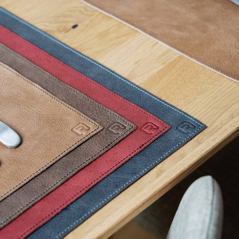 ROHLEDER Premium Brown Leather Placemats  C Waterproof, Oil Absorbent, Handcrafted, 4-8 Pack, 12.6   x20   , Home D  cor