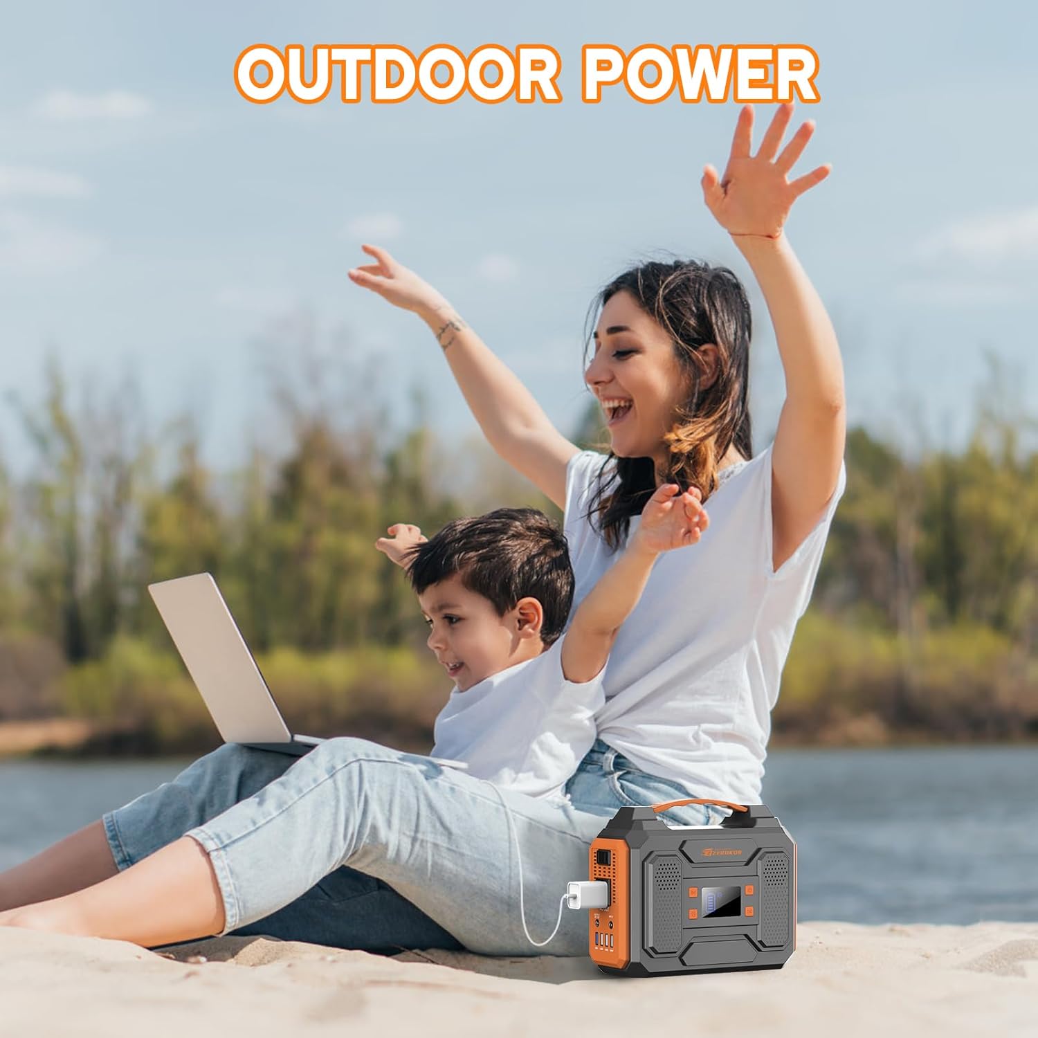 Portable Solar Generator, 300W Portable Power Station with Foldable 60W Solar Panel, 110V Pure Sine Wave, 280Wh Lithium Battery Pack with DC AC Outlet for Home Use RV Outdoor Camping Adventure
