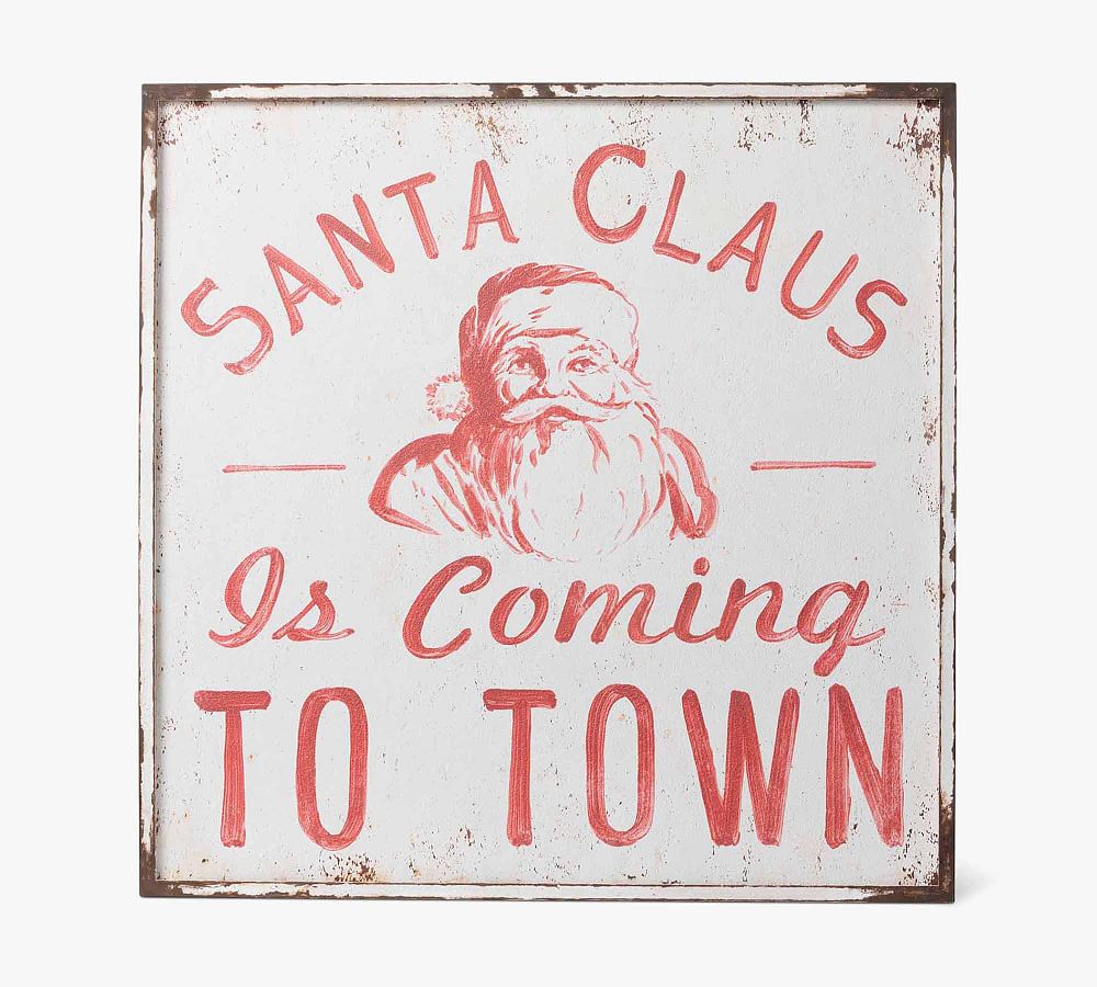 Vintage Santa Claus Christmas Wall Art �C Antique Look, Iron & Wood Frame, Indoor/Outdoor Use