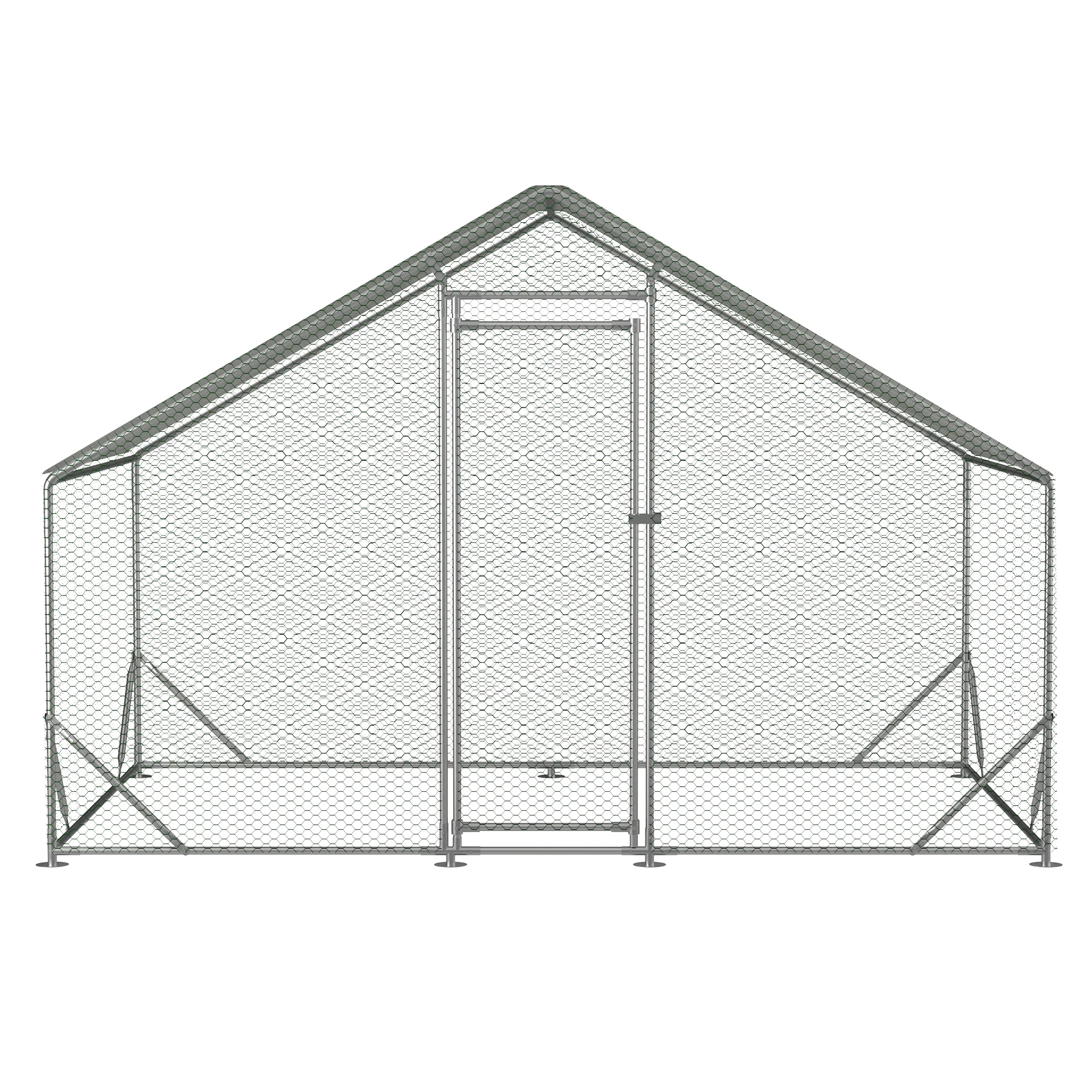 Large Metal Chicken Coop, Walk-in Chicken Run,Galvanized Wire Poultry Chicken Hen Pen Cage, Rabbits Duck Cages with Waterproof and Anti-Ultraviolet Cover for Outside(10' L x 6.6' W x 6.56' H)