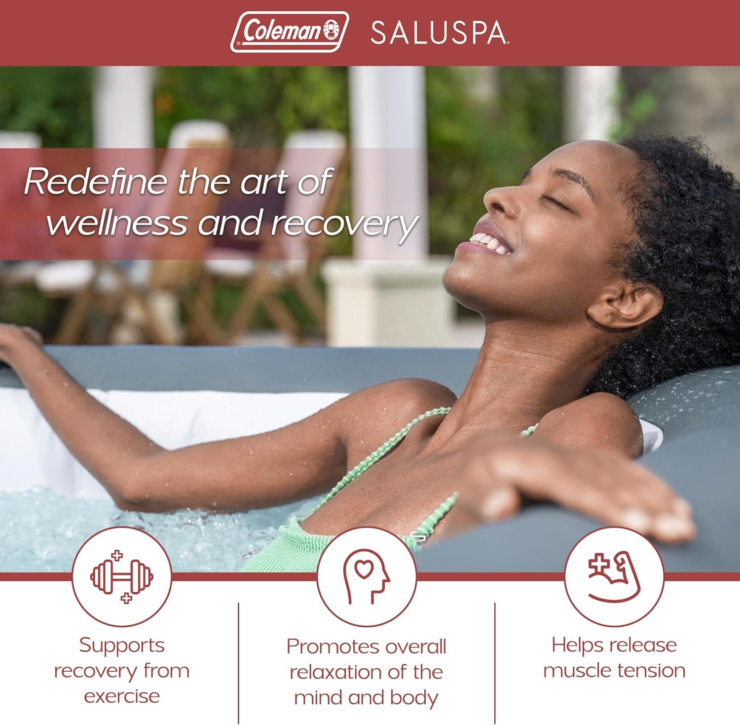 4 to 6 Person Inflatable Hot Tub Square Portable Outdoor Spa with 114 Soothing AirJets and Insulated Cover, Gray-Coleman