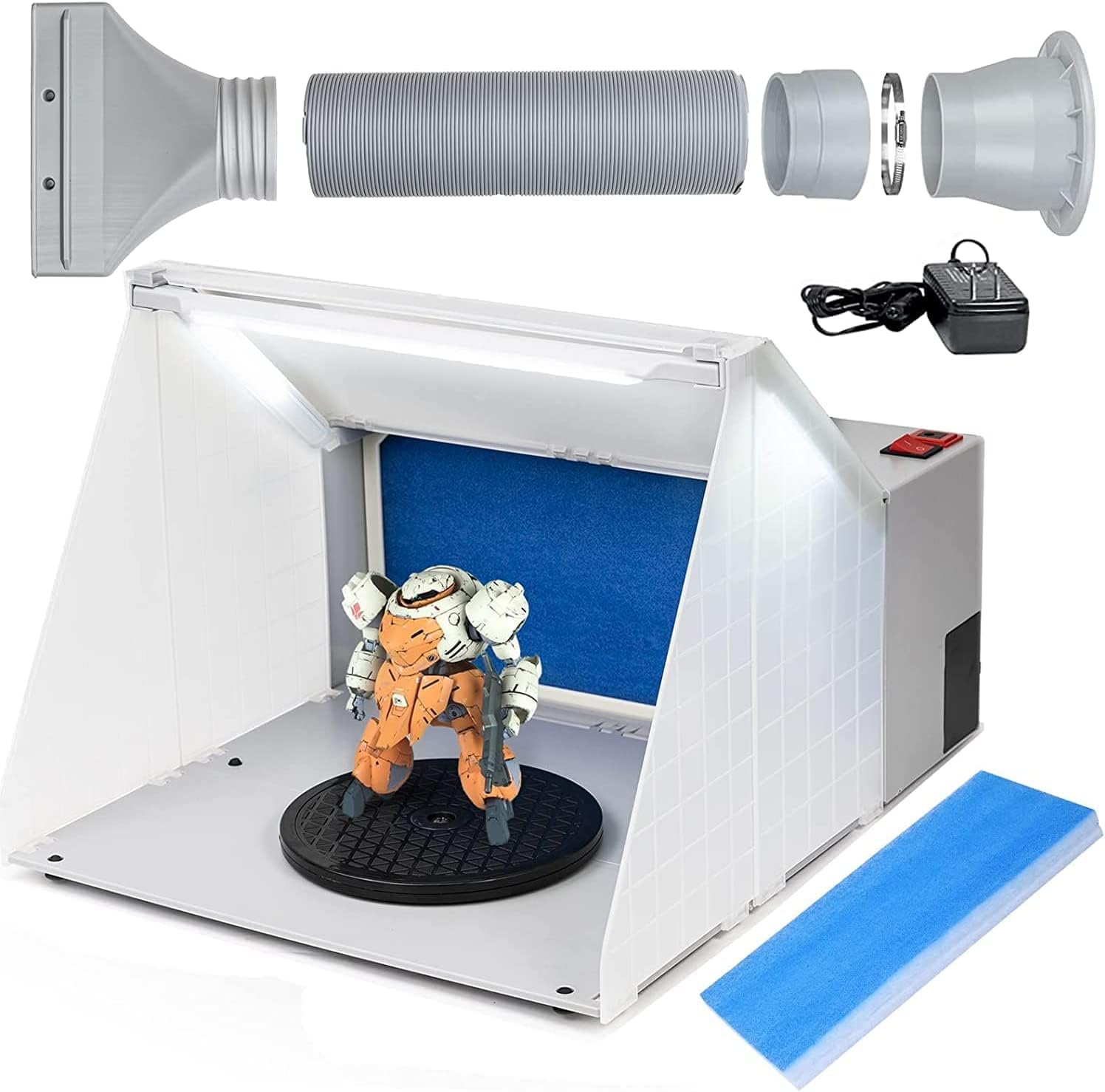 Autolock Spray Booth Kit with LED Lights & Filtration for Models, Crafts, & Hobbies  C Spacious Design & Extendable Exhaust