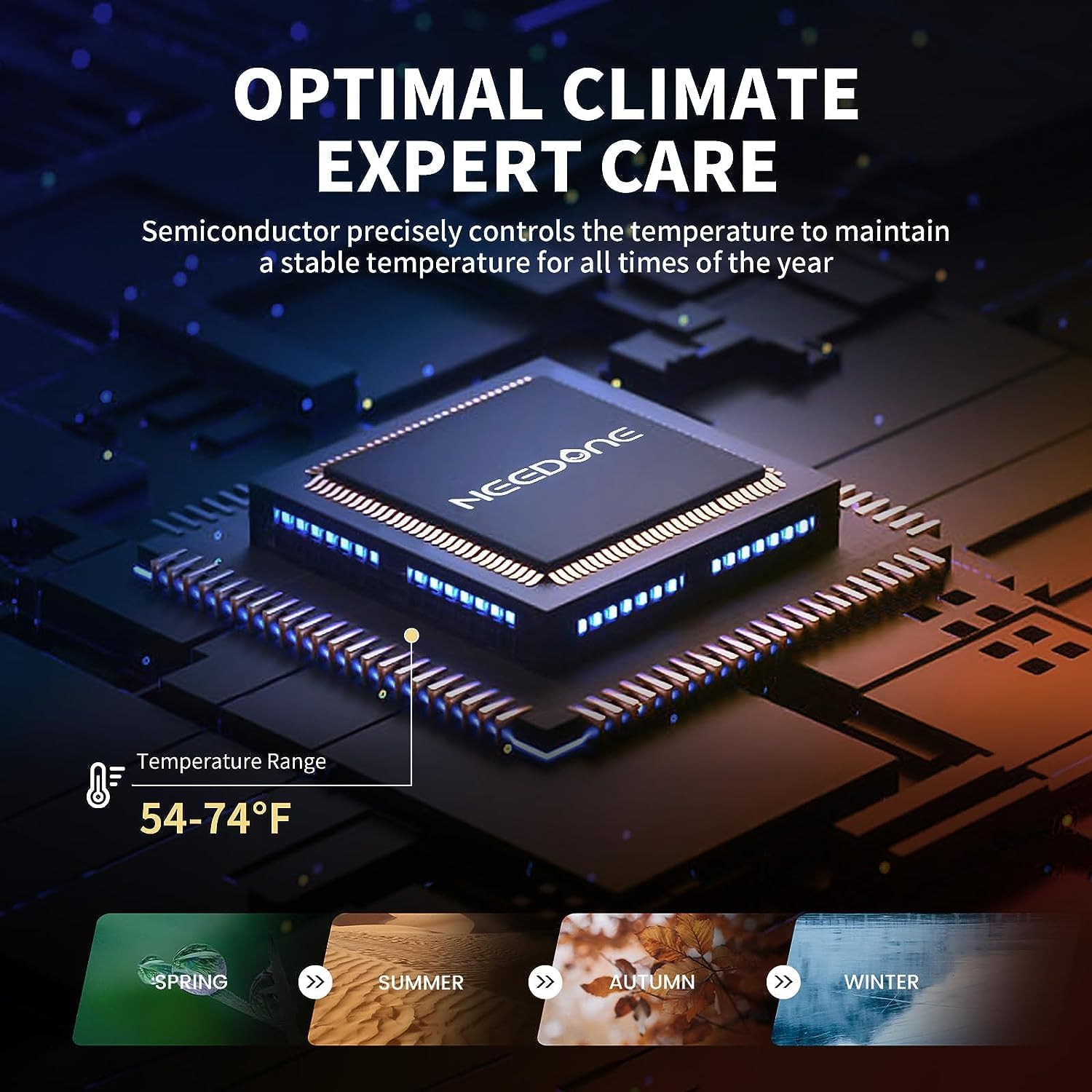 ThermoCigar 48L Cigar Humidor with Heating & Cooling, Cedar Wood, Digital Hygrometer, Quiet Electric Cooler for 350 Cigars