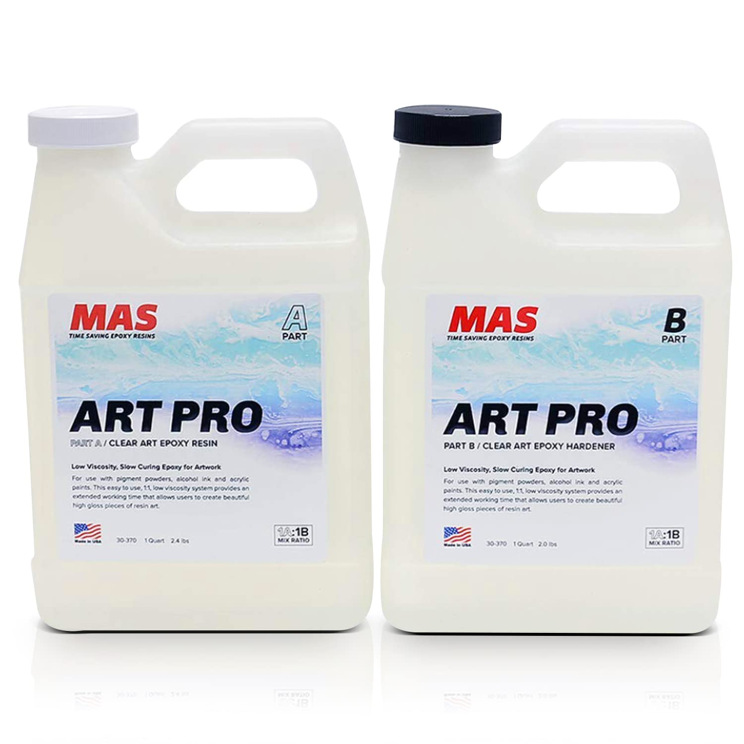 Epoxy Resin & Hardener | Two Part Art Resin Features UV Inhibition, Longer Working Time, Special Formulation for Resin Art | Professional Grade Crystal Clear Epoxy Resin (2 Gallon)