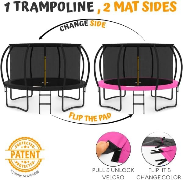 JUMPZYLLA Trampoline 8FT 10FT 12FT 14FT 15FT 16FT Trampoline with Enclosure �C Recreational Trampolines with Ladder and AntiRust Coating, ASTM Approval Outdoor Trampoline for Kids