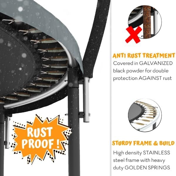 JUMPZYLLA Trampoline 8FT 10FT 12FT 14FT 15FT 16FT Trampoline with Enclosure �C Recreational Trampolines with Ladder and AntiRust Coating, ASTM Approval Outdoor Trampoline for Kids