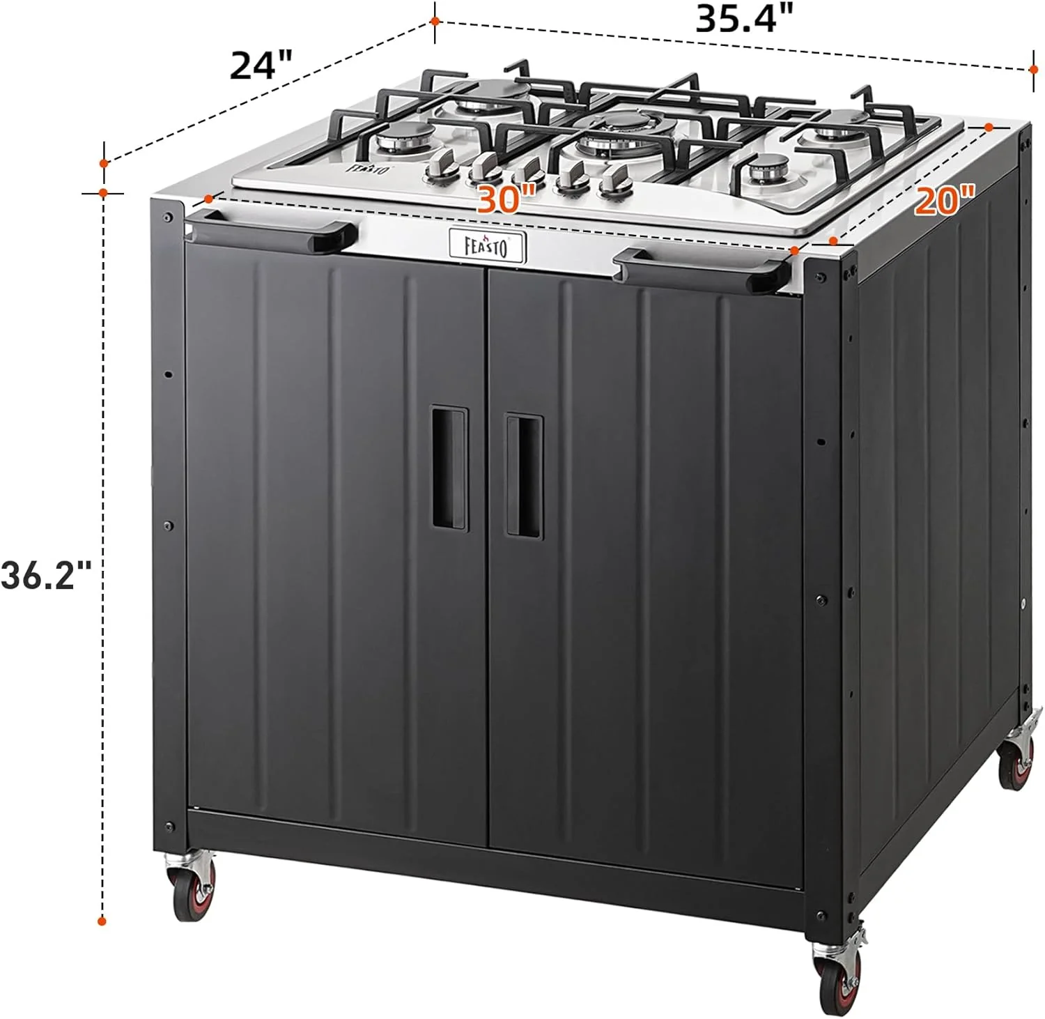 Modular Outdoor Kitchen Island with Propane Stoves and Storage