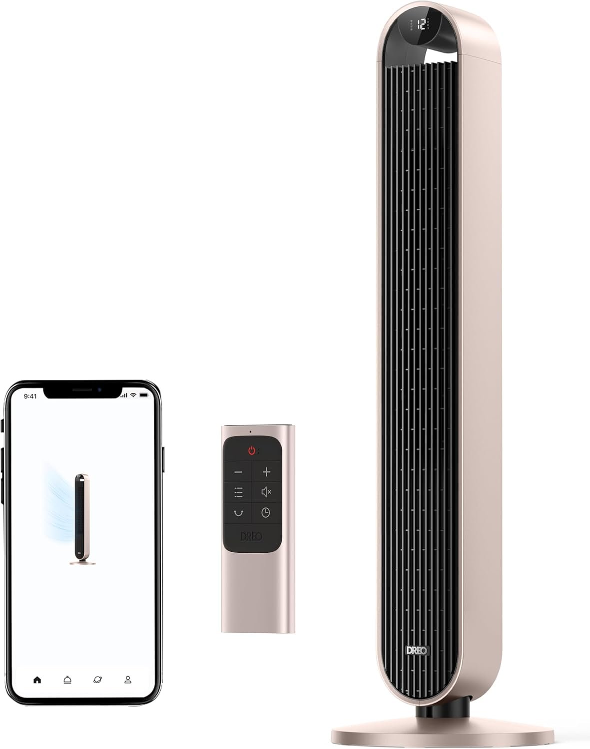 Dreo Tower Fan for Bedroom, 42 Inch 120�� Oscillating Fan, 25dB Quiet DC Motor, 28ft/s Velocity Bladeless Standing Fan with 12 Speeds, 4 Modes, 12H Timer Cooling Fans for Home, Living Room, Pilot Max S