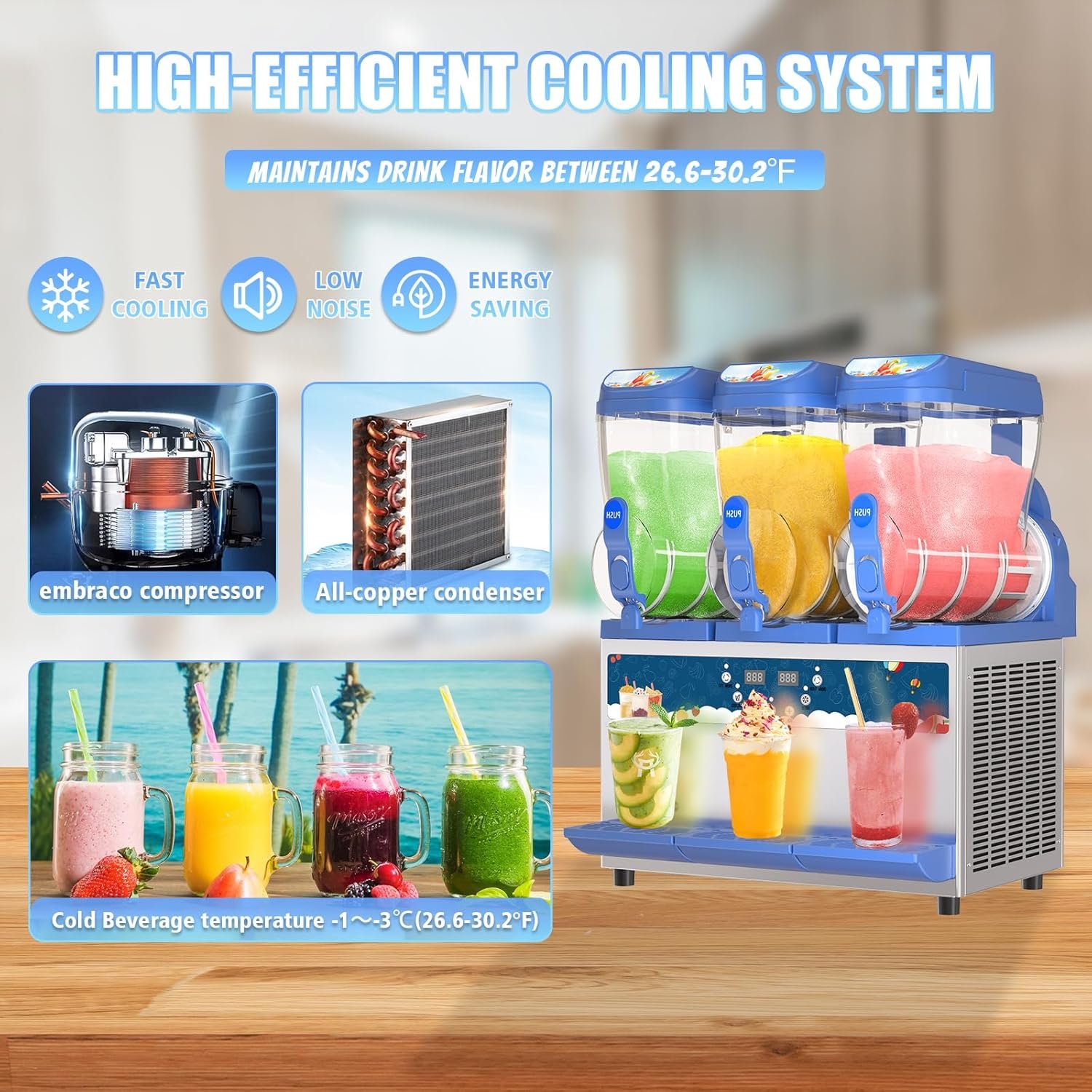 Commercial Slushy Machine �C 1000W 30L Tanks Slush Maker Machine 304 Stainless Steel Commercial Margarita Machines Efficient Cooling the Ideal Slushie Maker for Bars Cafes Restaurants