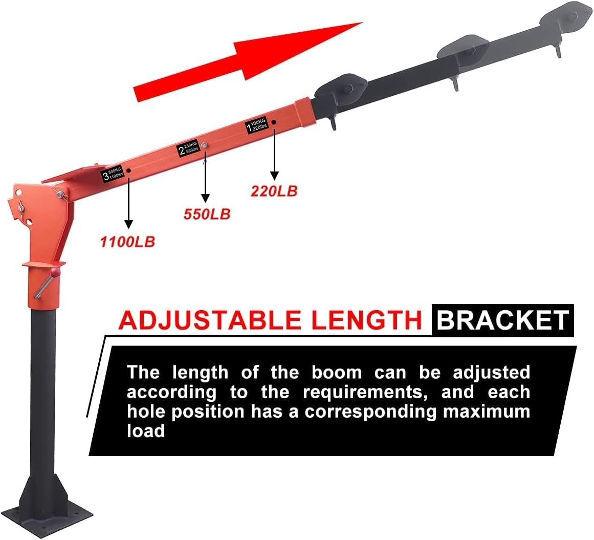 Pismire Winch Versatile 0.5T Folding Truck-Mounted Bed Crane Hoist Lift Pickup with Electric Winch 3500 lb 12V, Painted Steel 1100 lb Pickup 360�� Swivel Base