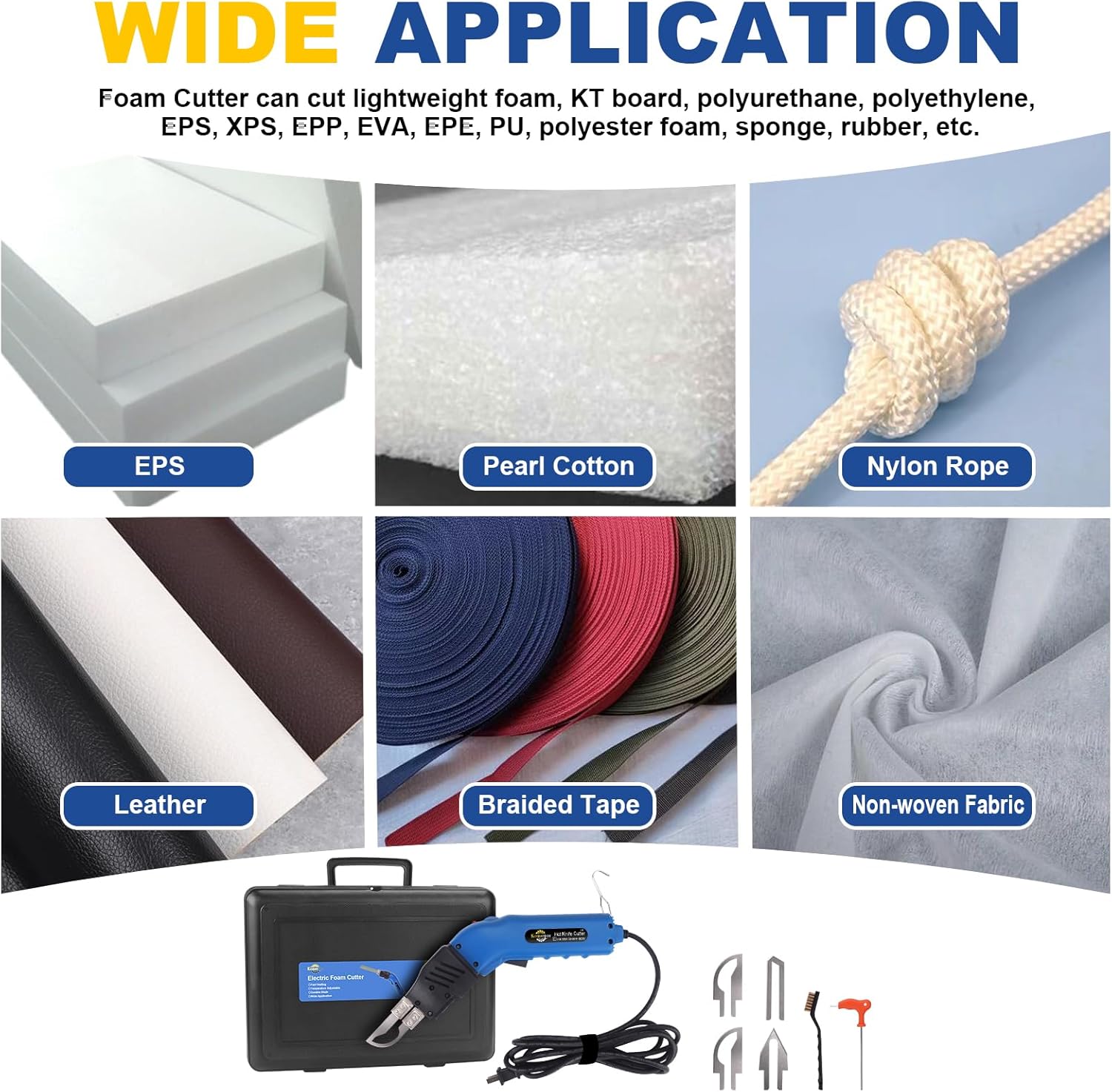 K2NSB 200W Electric Foam Cutter with Slotting, Air-Cooled Hot Knife for Styrofoam, EPP, EPS, XPS, EPE, KT Board  C 4 Blades Included