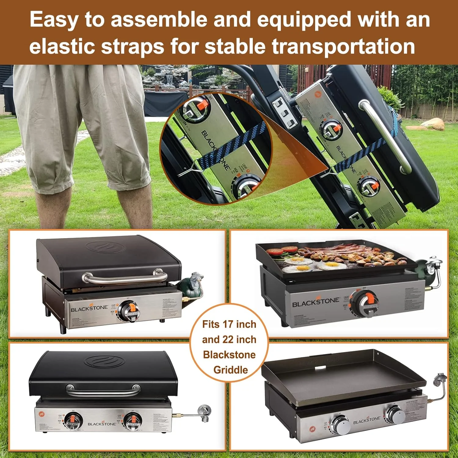 Portable Grill Cart for Weber Q1000, Q2000 Series Gas Grills and Blackstone 17?? 22?? Table Top Griddles