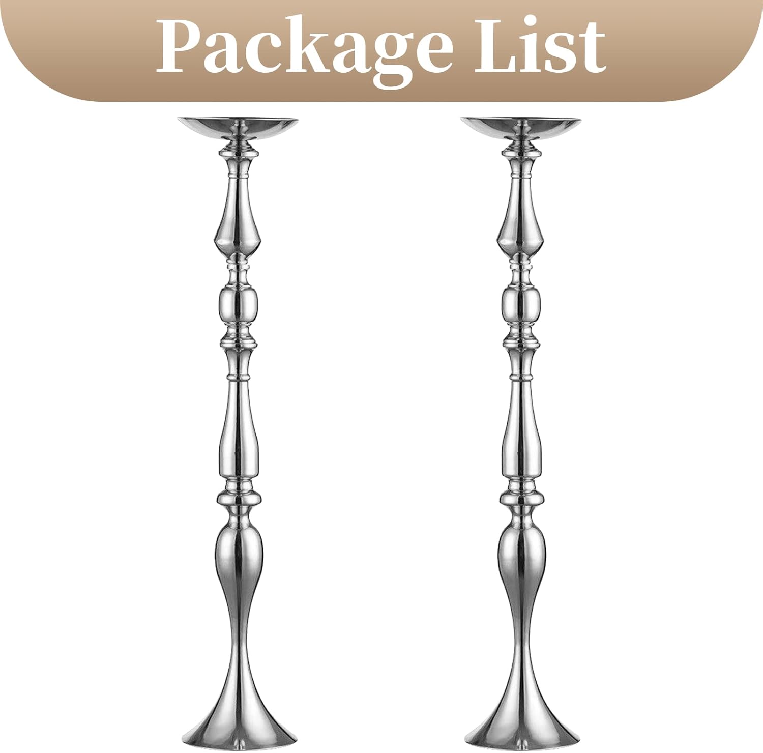 Elegant Silver Metal Wedding Centerpiece Stand 31.5     C Tall Tabletop Decor for Events & Parties