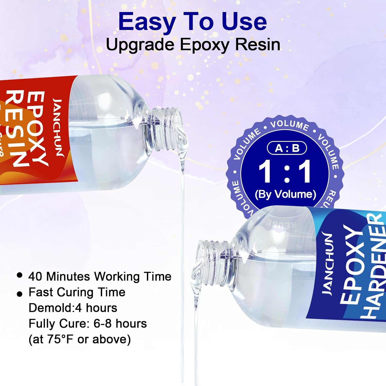 2 Gallon Epoxy Resin + 2 Gallon Epoxy Hardener, High Gloss Coating for River Table Tops, Art Casting Resin, Jewelry Making, DIY, Tumblers, Molds, Art Painting, Fast Curing Resin