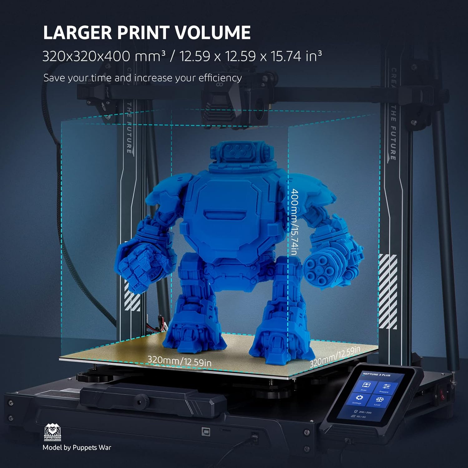 Neptune 4 Pro 3D Printer, 500mm/s High Speed FDM Printer with Klipper Firmware, Auto Leveling, Segmented Heatbed and All-Metal Guide Rails, 8.85x8.85x10.43 Inch Printing Size