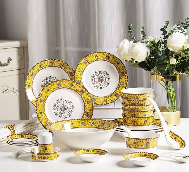 56-Piece Ceramic Dinnerware Set  C Plates, Bowls, Spoons & More