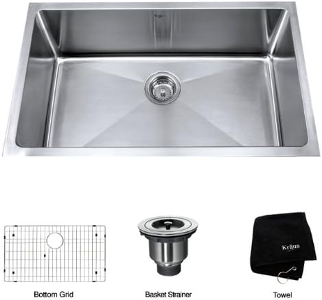 KHU100-32 Standart PRO 16 Gauge Undermount Single Bowl Stainless Steel Kitchen Sink, 32 Inch