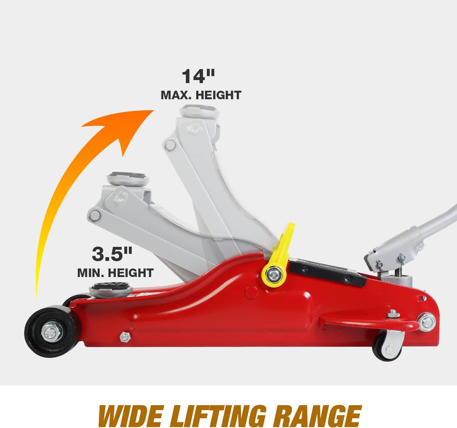 Aluminum and Steel Car Jack, 3 Ton (6,600 LBs) Hydraulic Floor Jack with Dual Piston Quick Lift Pump, Lifting Range 3-15/16