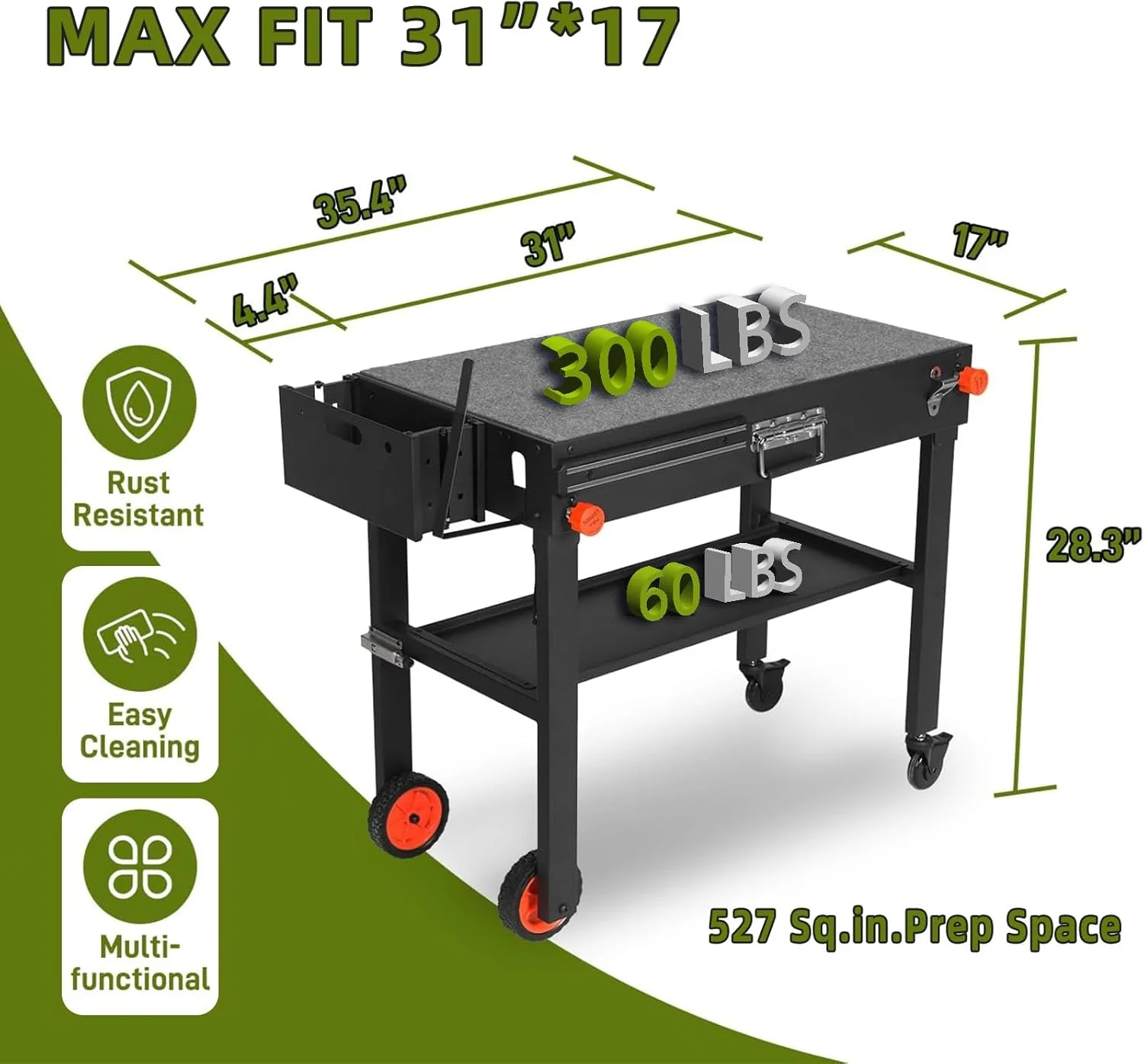 Grill Table for Outdoor Use: Universal Griddle Stand for 17