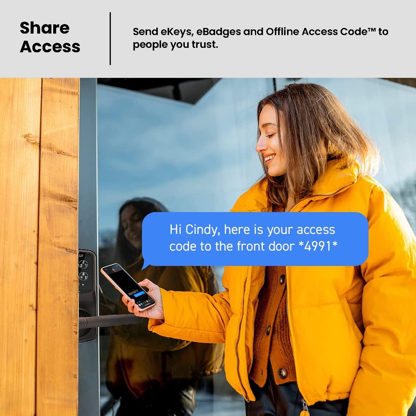 Lockly Smart Door Lock  C Keyless Entry with Biometric Fingerprint, Voice Control, Matte Black, Latch Edition, Wi-Fi & Bluetooth Enabled