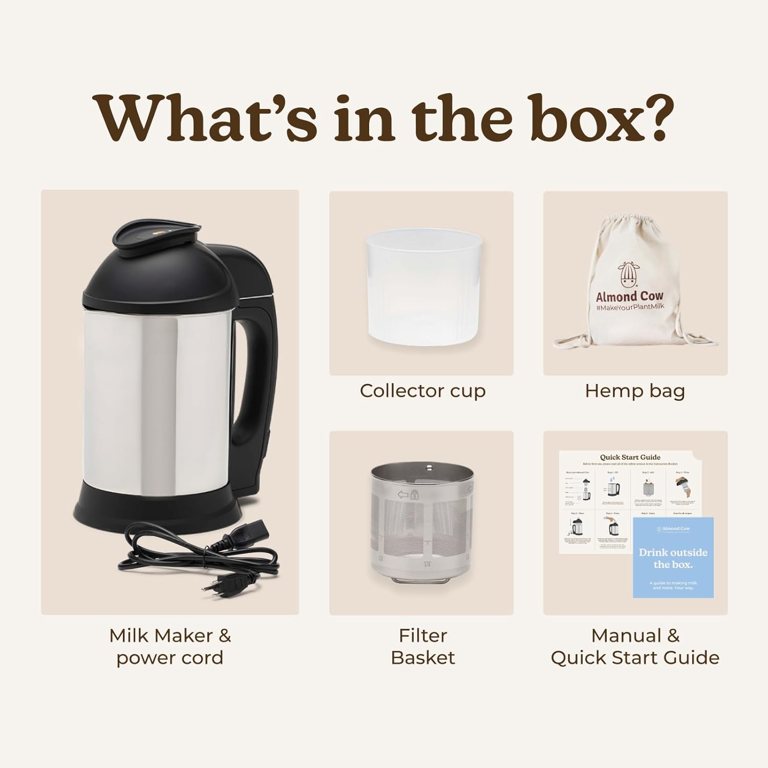 Nut Milk Maker Machine, Plant Based Maker for Homemade Almond, Oat, Cashew Nut Milks & More, Stainless Steel Food Machines, 5-6 Cups Per Batch, 120V