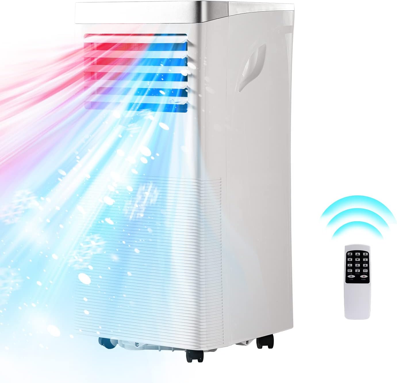 Portable Air Conditioner Cools up to 300 Sq.ft, 4-IN-1 Portable AC Unit with Cooling, Dehumidifier, Fan, 24H Timer (Window Venting Kit Included)
