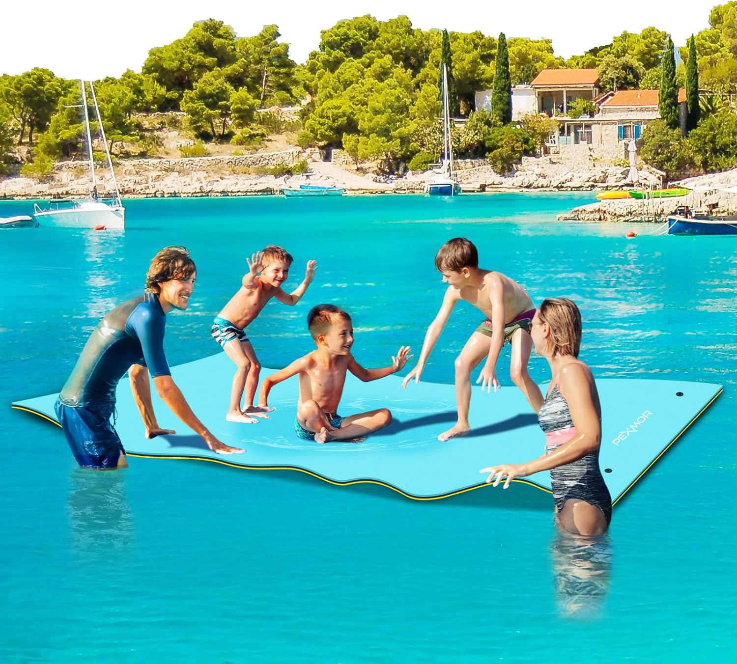 Floating Water Mat, 9/12/18 FT Lily Pad Floating Mat for The Water, 3-Layer XPE Foam Water Floating Island w/Bungee Tether & Storage Straps for Lake Pool Beach River