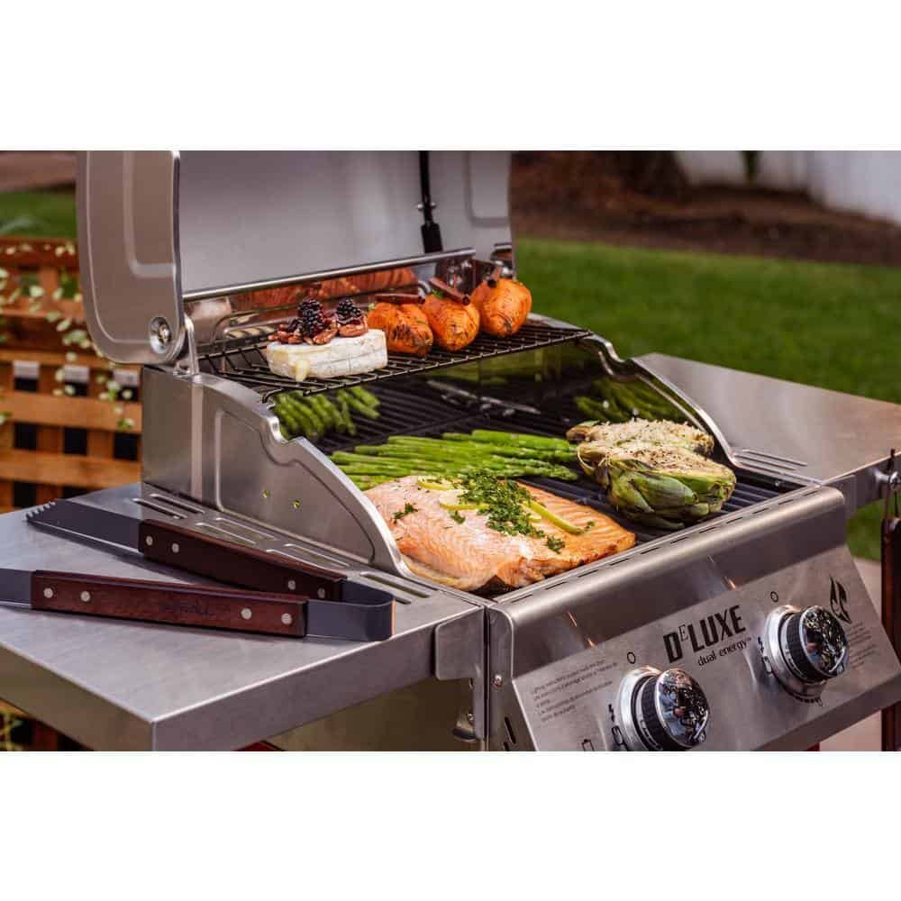 2-Burner Propane Gas Grill, Red �C Stainless Steel, 28,000 BTUs, Compact Design