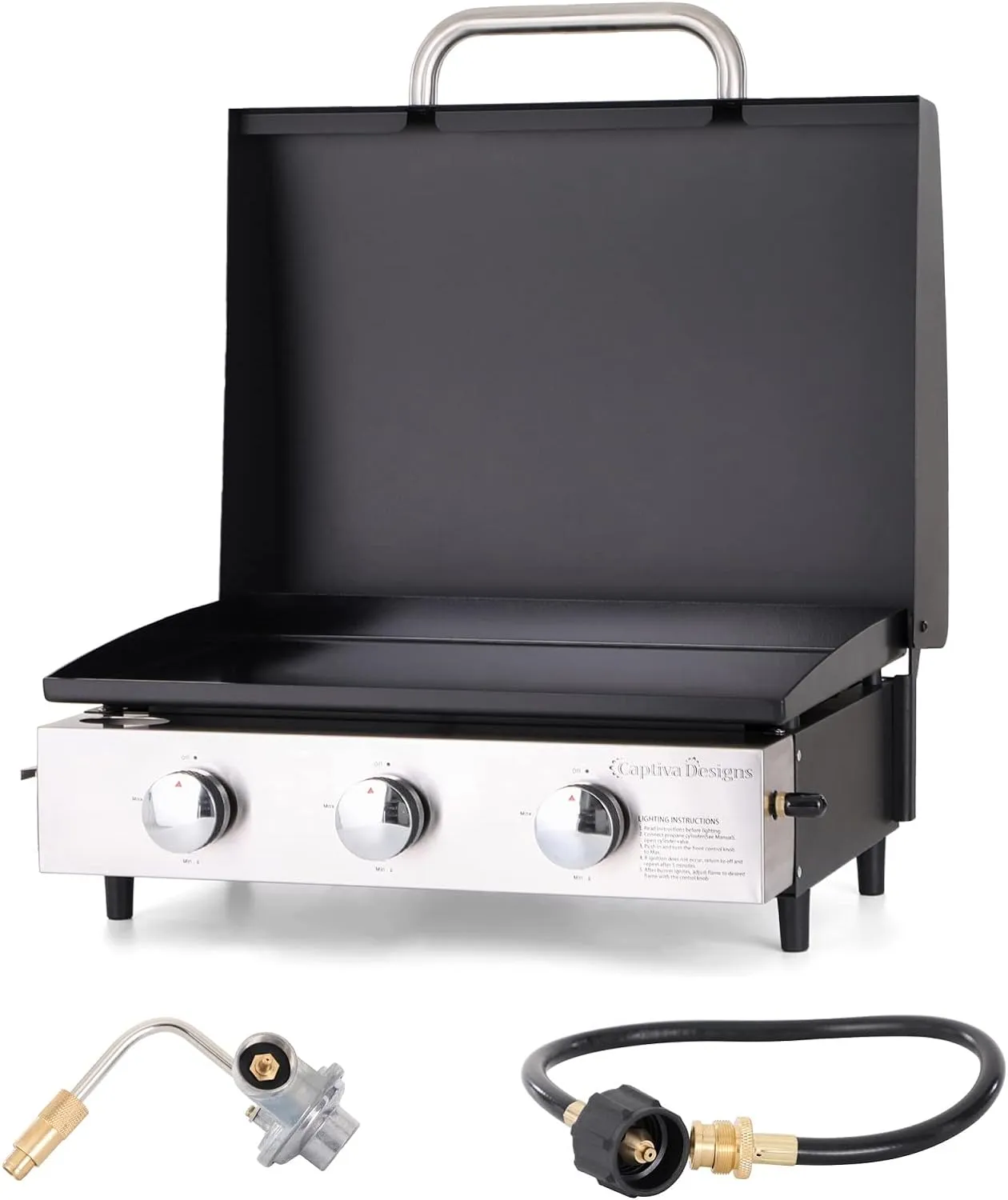 Burner Gas grill with side burner and enameled cast iron grille 42,000BTU outdoor cooking stainless steel propane grill ����ʽ Garden grill, silver