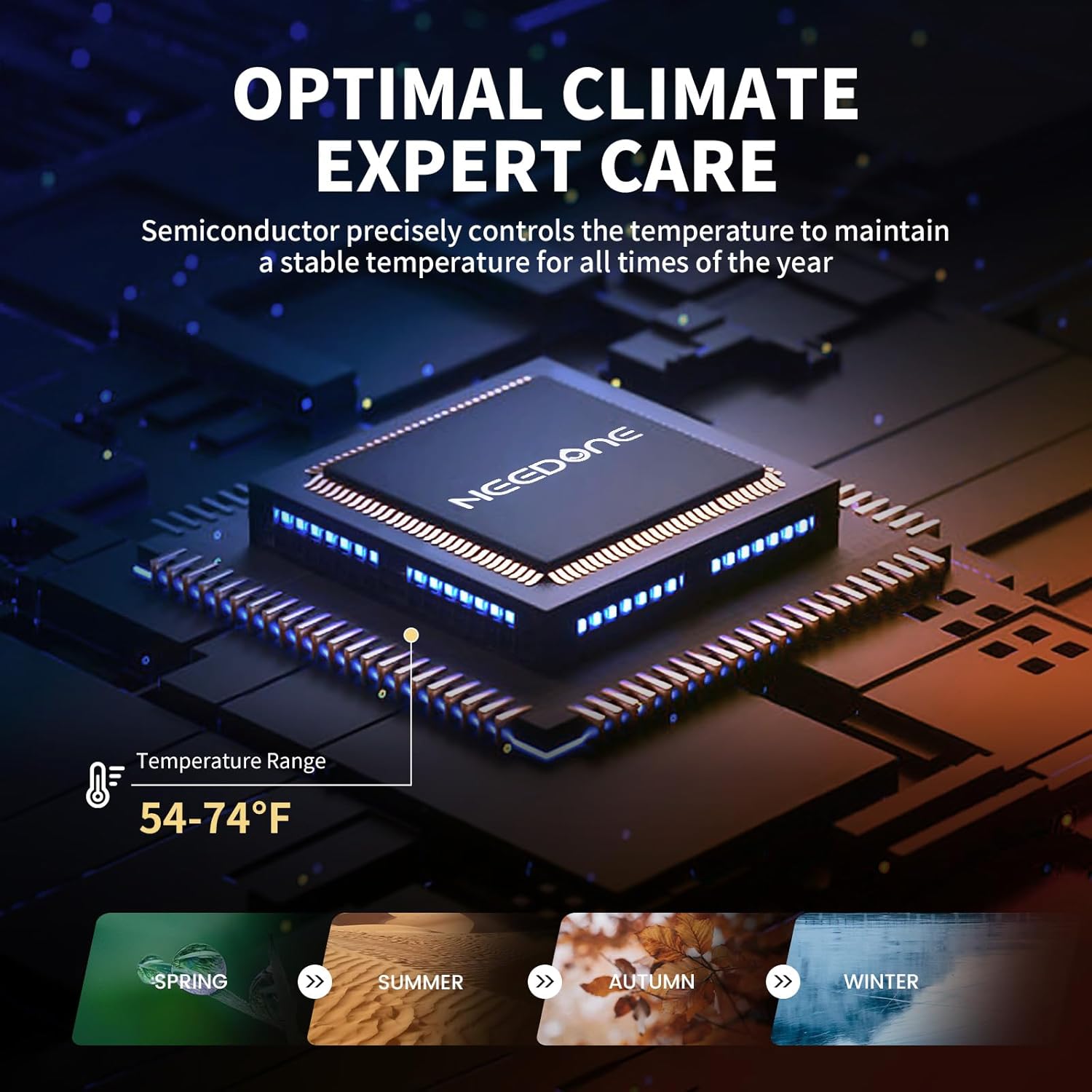 ThermoCigar 48L Cigar Humidor with Heating & Cooling, Cedar Wood, Digital Hygrometer, Quiet Electric Cooler for 350 Cigars