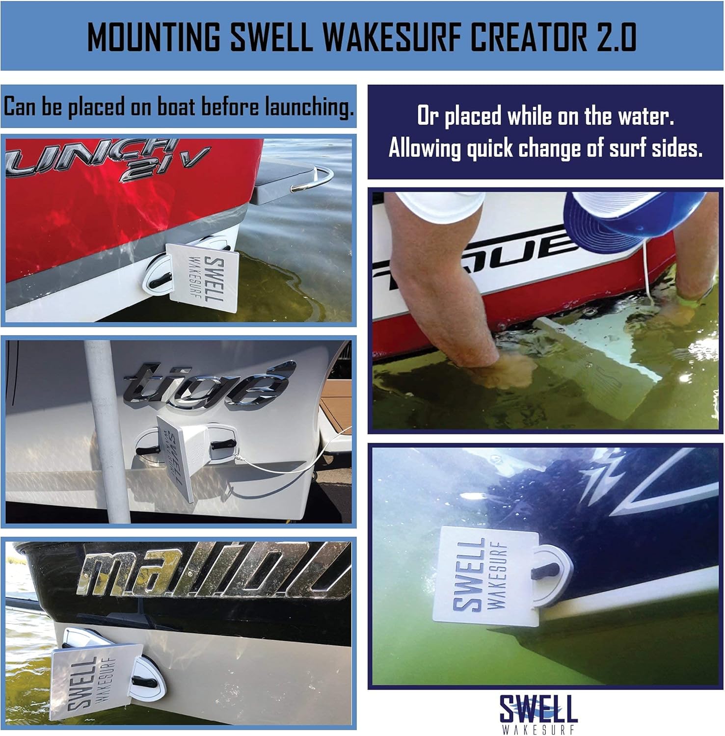 SWELL Wakesurf Creator FBA_1FT  C Durable Floating Wave Generator, White, Modern Style, Universal Boat Compatibility