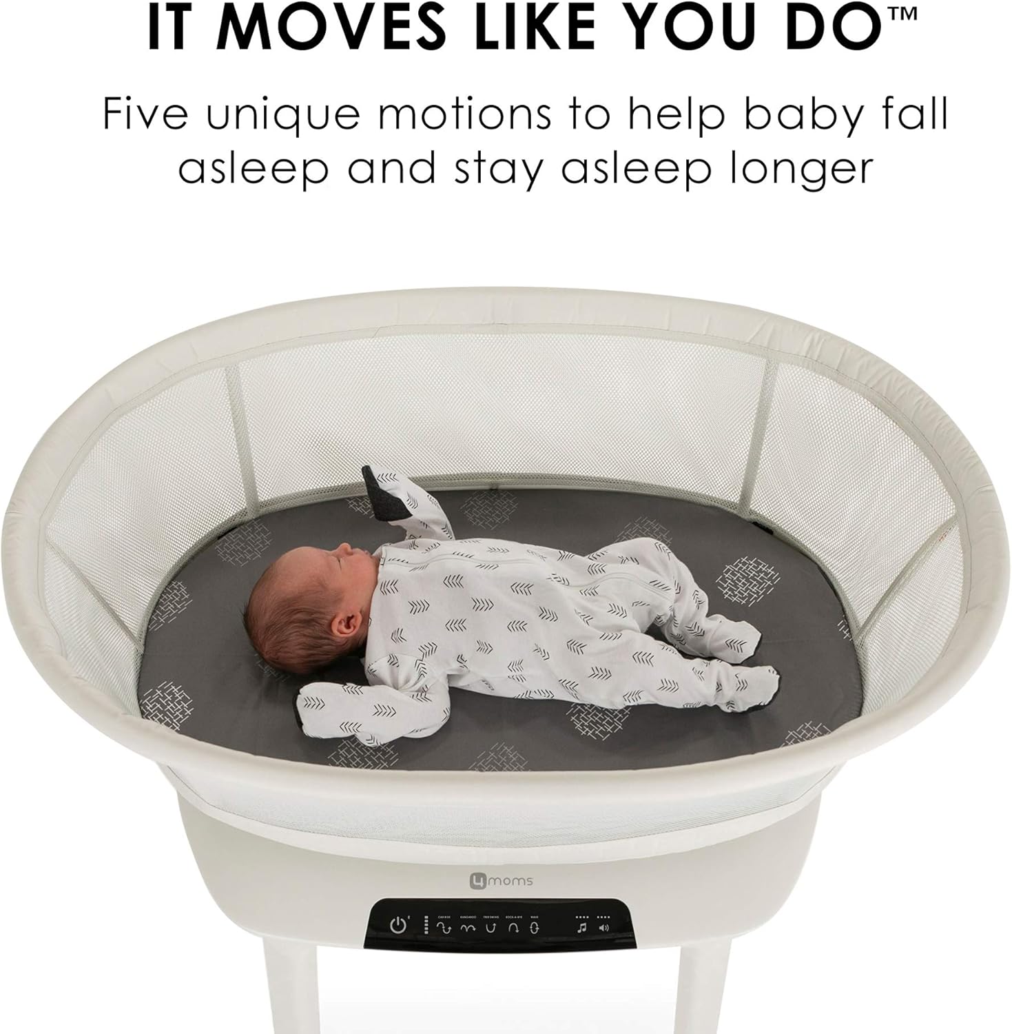 Sleep Bassinet, Supports Baby's Sleep with Adjustable Features - 5 Motions, 5 Speeds, 4 Soothing Sounds and 2 Heights