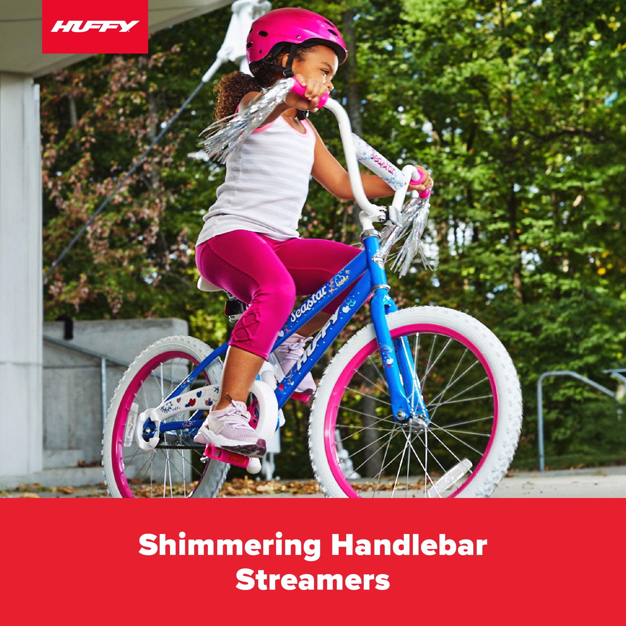 Huffy Sea Star Kids Bike 20��� Blue/Pink, Ages 5-12, Coaster Brake, Steel Frame, Streamers