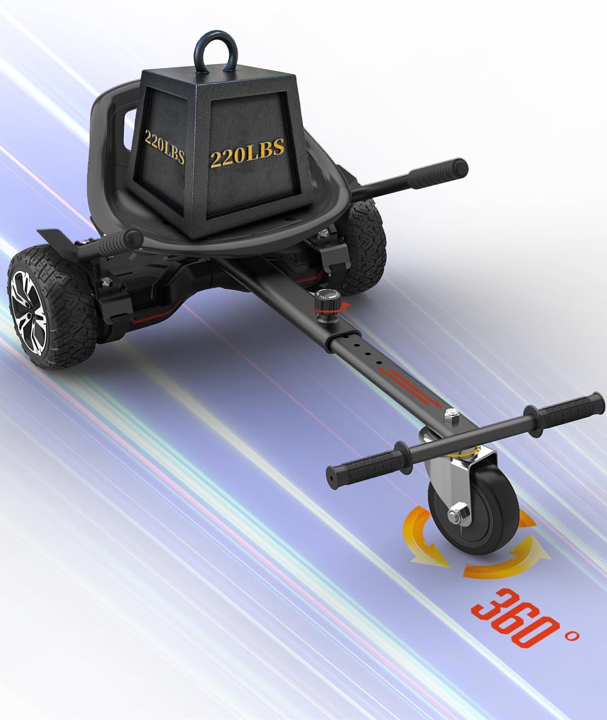 Hoverboard Go Kart with Rear Shock Absorption, Hoverboard Seat Attachment Accessory for 6