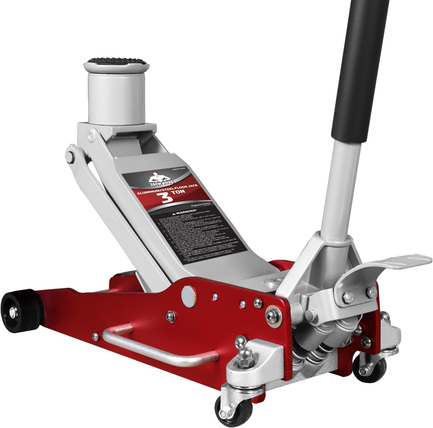 Aluminum and Steel Car Jack, 3 Ton (6,600 LBs) Hydraulic Floor Jack with Dual Piston Quick Lift Pump, Lifting Range 3-15/16