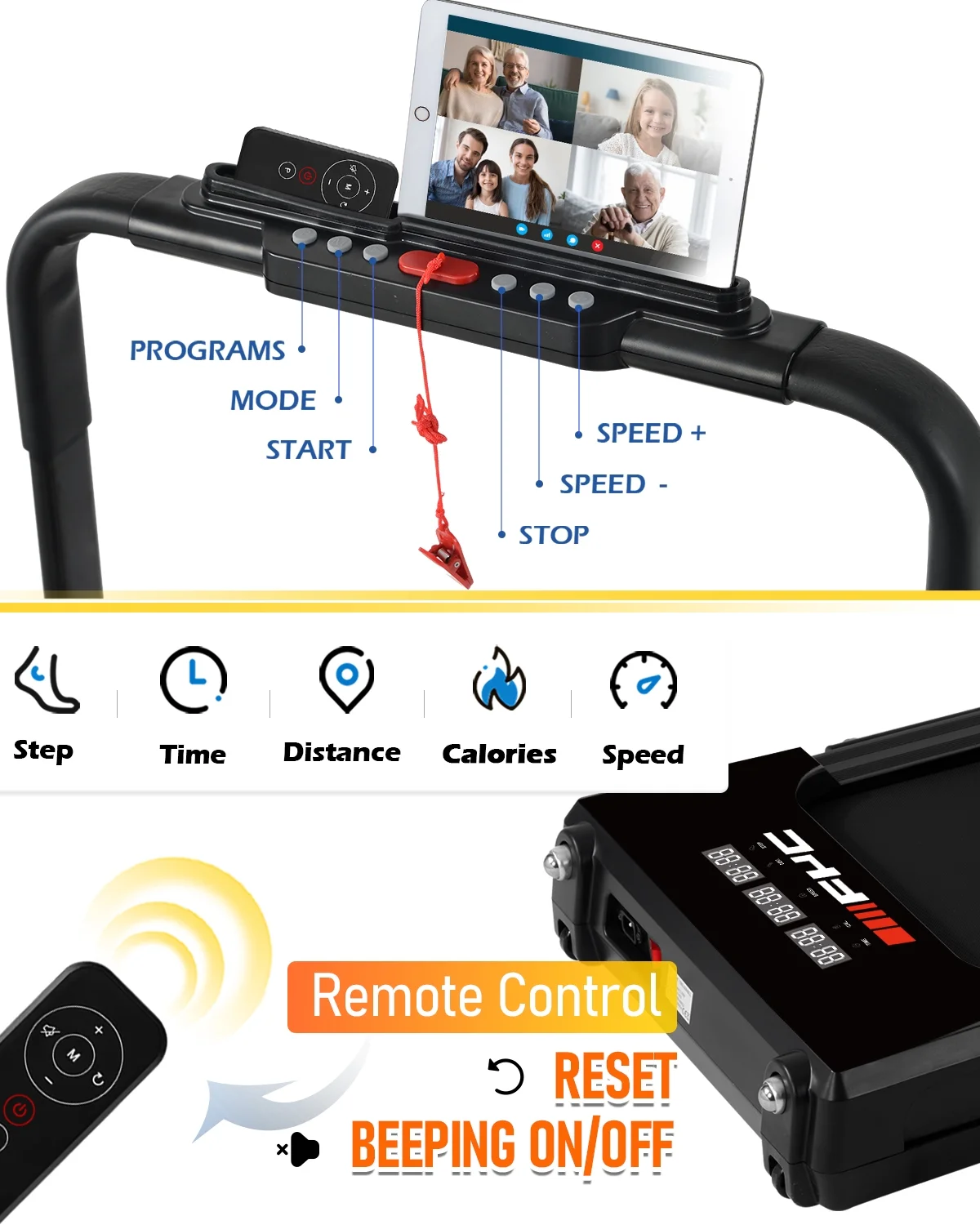 FYC 3.5HP Under Desk Treadmill - 300LBS Weight Capacity, 2-in-1 Foldable Design, Remote Control & LED Display - Compact Electric Walking and Running Machine for Walking, Running, Jogging (Black)