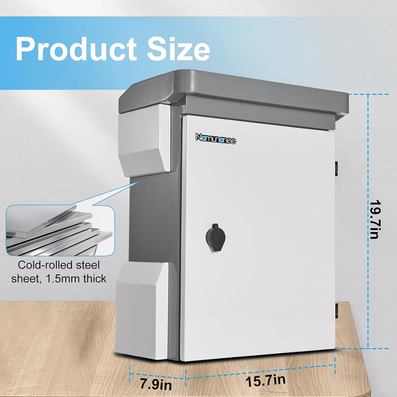 Outdoor Electrical Box, Cold-Rolled Steel Plate, Aluminum Alloy Back Beam, One-Piece Ventilation Design, IP65 Waterproof, Wall/Pole Mounted. (19.7