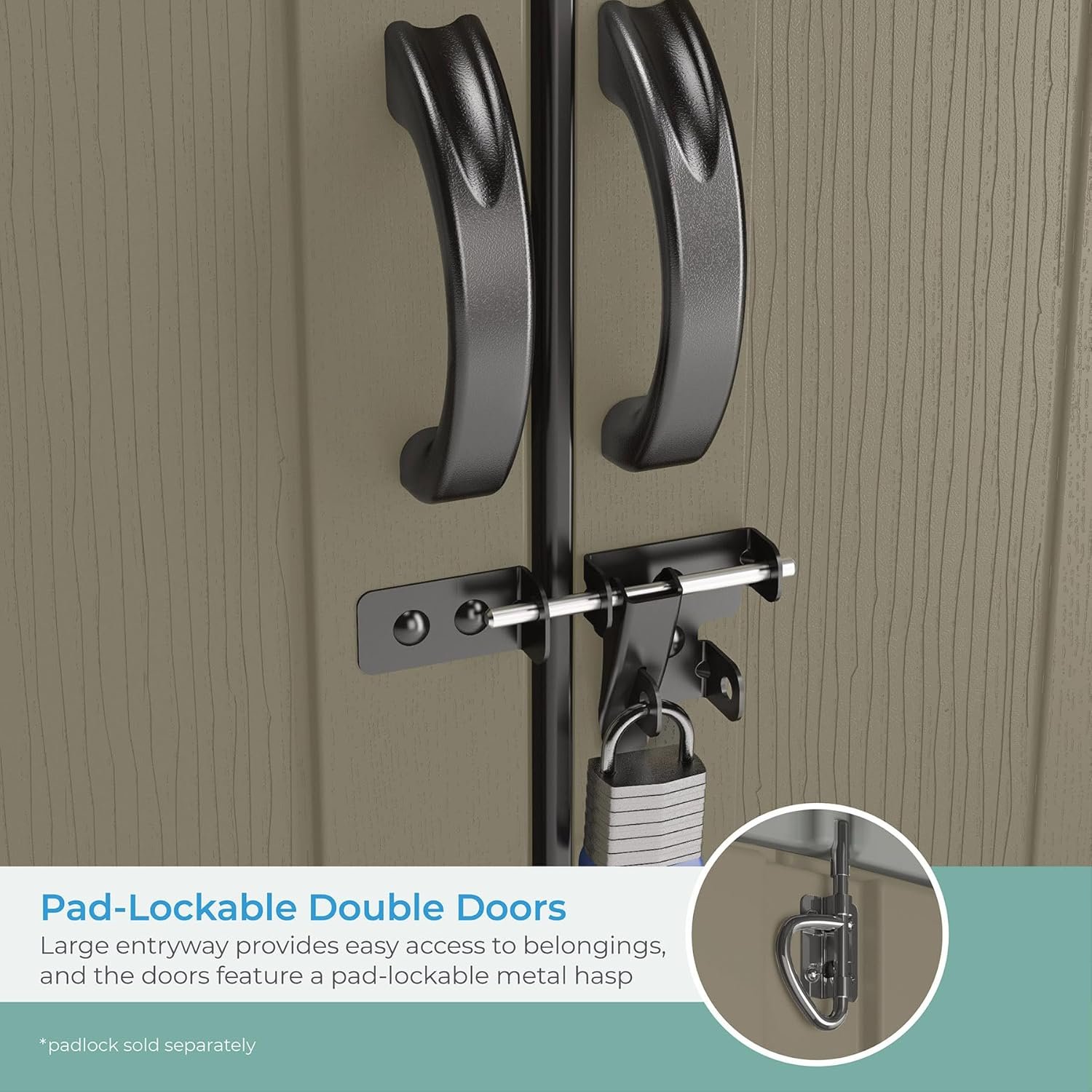 Suncast Vista 7��7 Storage Shed with Multi-Wall Resin Panels, 4 Skylights, IllumiVent System, and Pad-Lockable Doors, 84��� D x 84��� W x 98��� H, Made in The USA