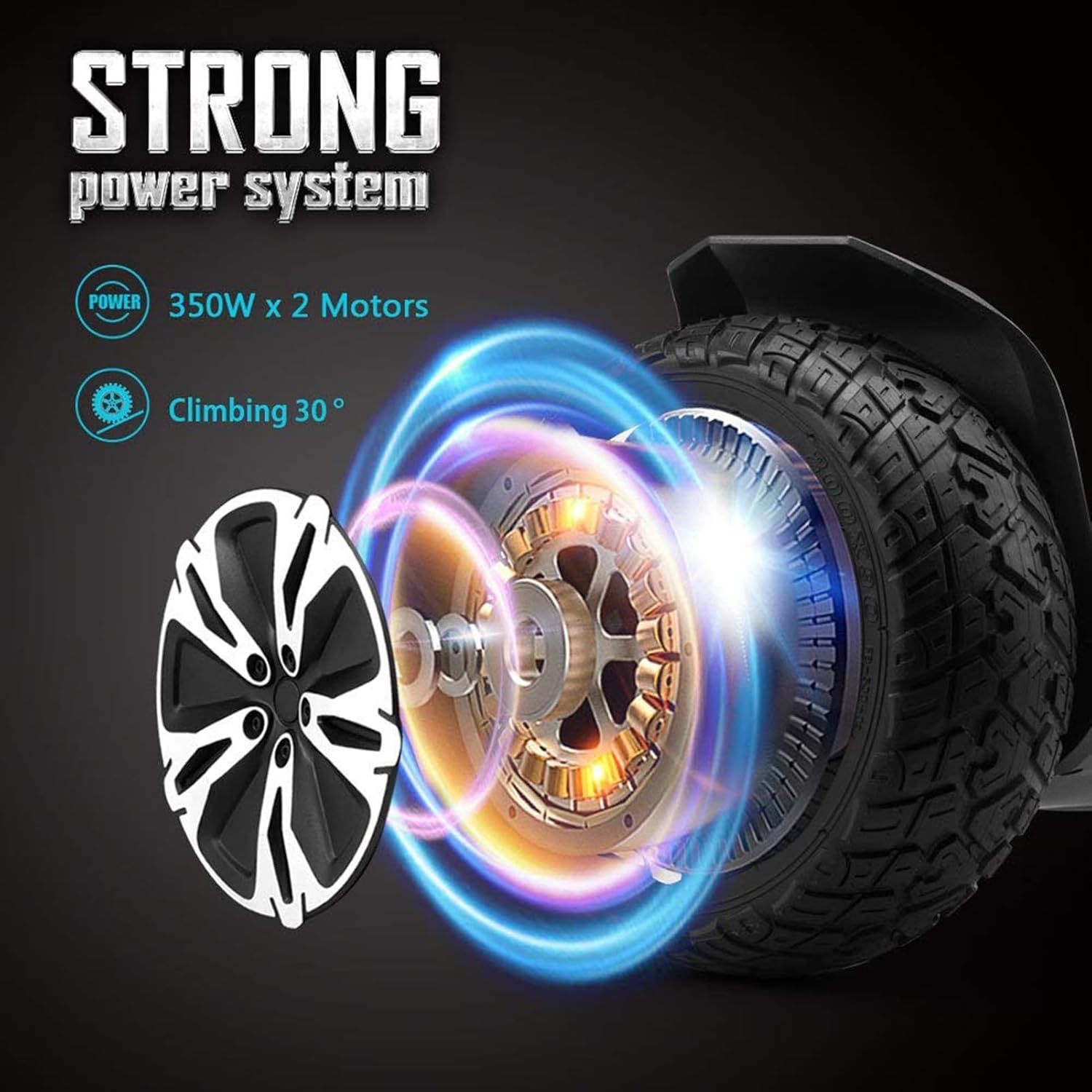 8.5 inch All Terrain Off Road Hoverboard with Bluetooth Speakers and LED Lights, UL2272 Certified Self Balancing Scooter