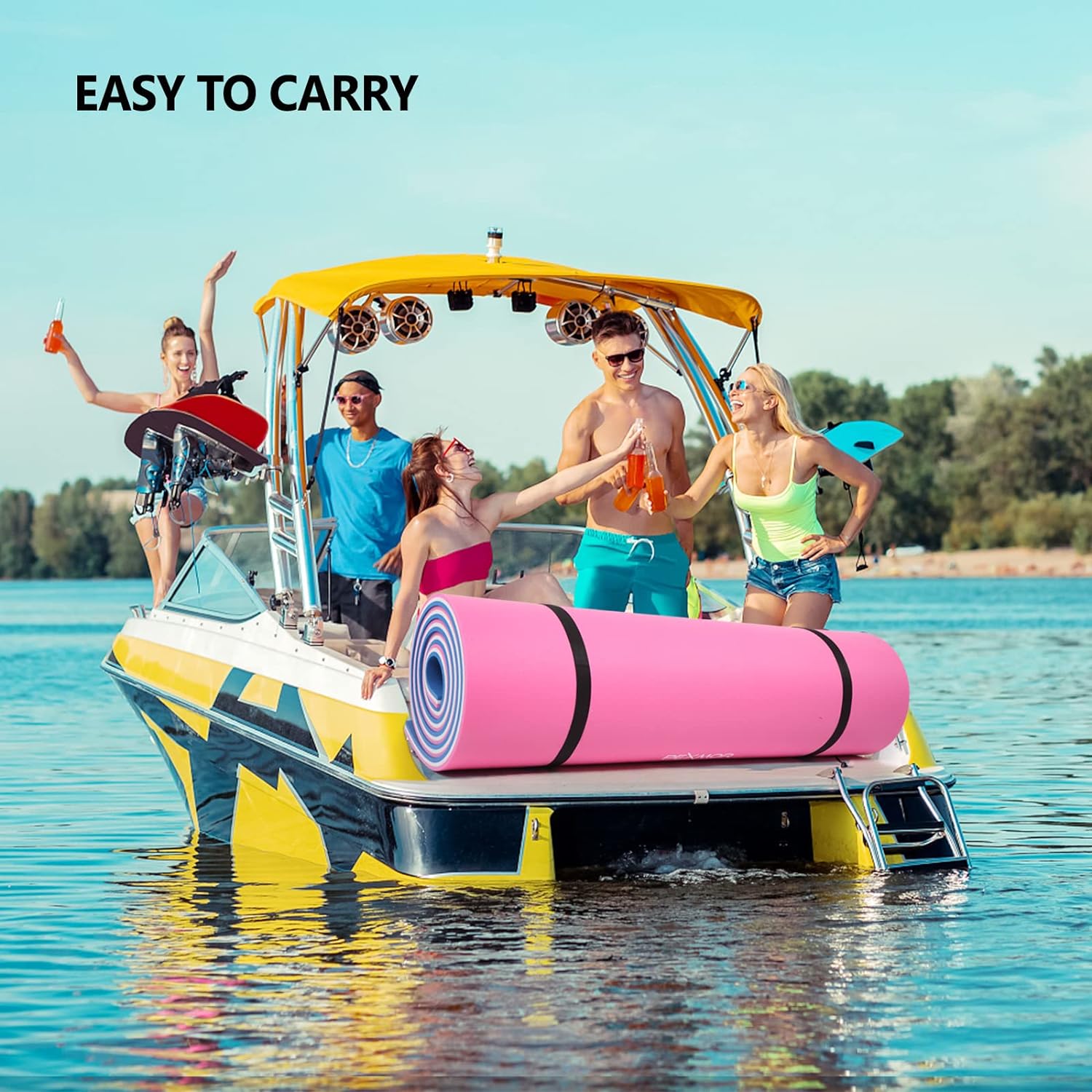 Floating Water Mat, 9/12/18 FT Lily Pad Floating Mat for The Water, 3-Layer XPE Foam Water Floating Island w/Bungee Tether & Storage Straps for Lake Pool Beach River