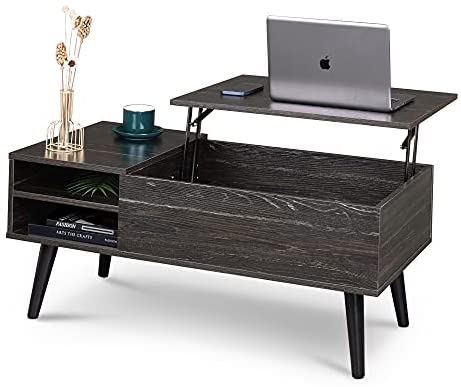 WLIVE Lift Top Coffee Table with Hidden Compartment & Adjustable Storage Shelf