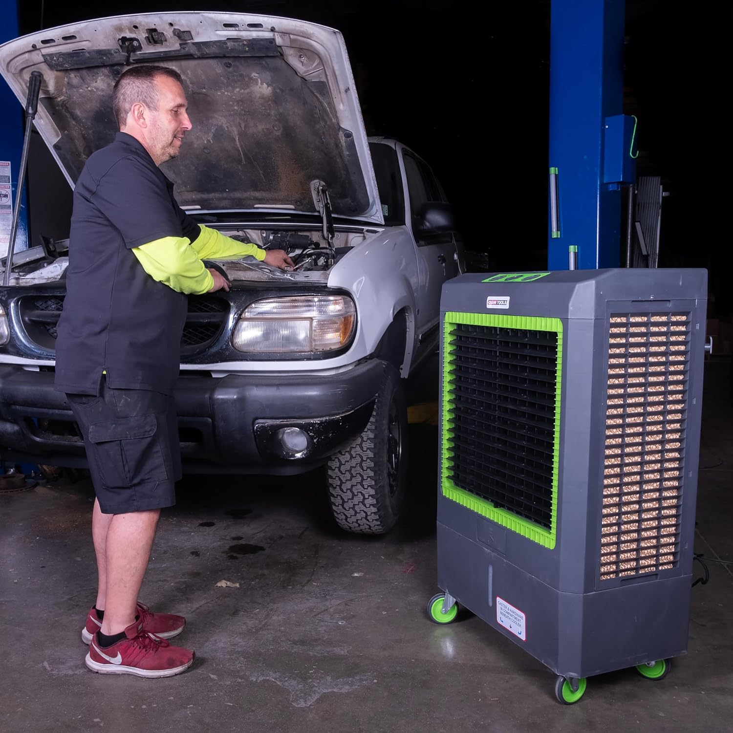 23969 3-Speed Evaporative Cooler, Green and Gray, Cools Up to 1600 Square Feet, 5300 CFM, Portable Cooler Fan