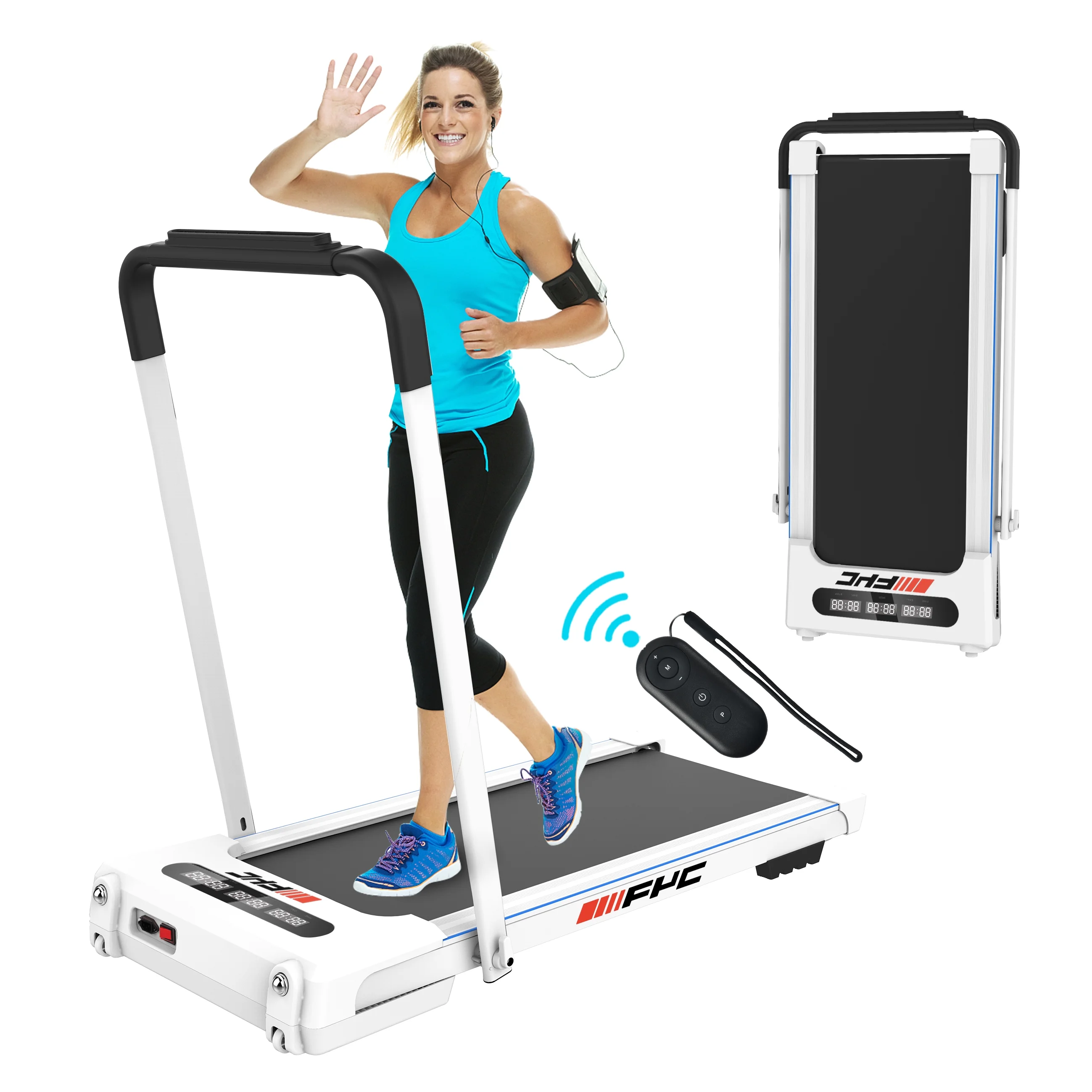 ikayaa FYC 2 in 1 Under Desk Treadmill - 2.5 HP Folding Treadmill for Home, Installation-Free Foldable Treadmill Compact Electric Running Machine, Remote Control & LED Display Walking Running Joggi