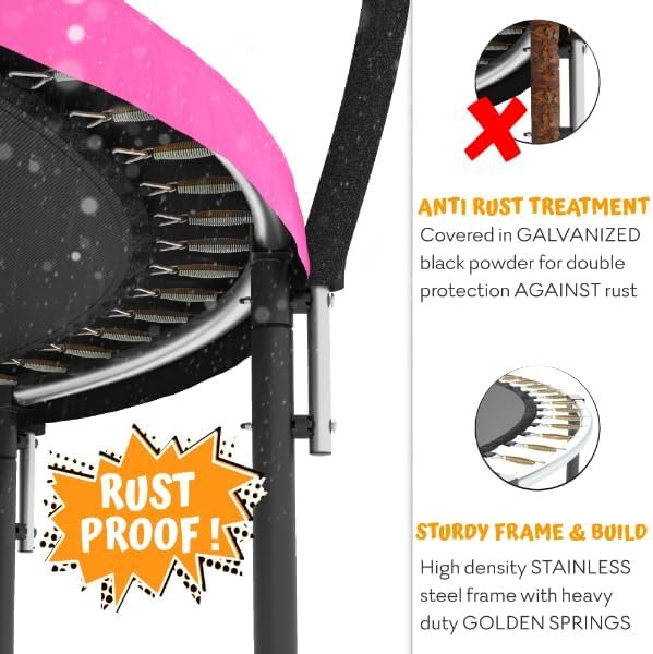 JUMPZYLLA Trampoline 8FT 10FT 12FT 14FT 15FT 16FT Trampoline with Enclosure �C Recreational Trampolines with Ladder and AntiRust Coating, ASTM Approval Outdoor Trampoline for Kids