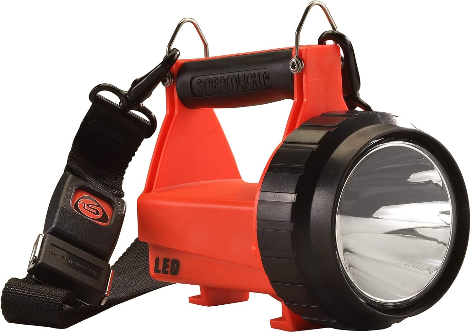 44450 Standard System Flashlight with AC/DC Charger, Dual Rear LEDs and Quick Release Shoulder Strap, Orange - 180 Lumens