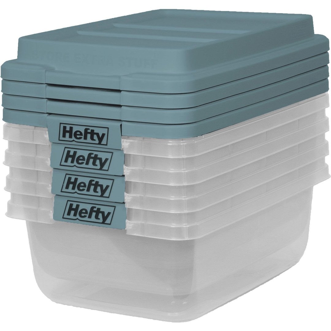 g Hefty 18 Quart Hi-Rise Storage Bin (4 Pk.)
