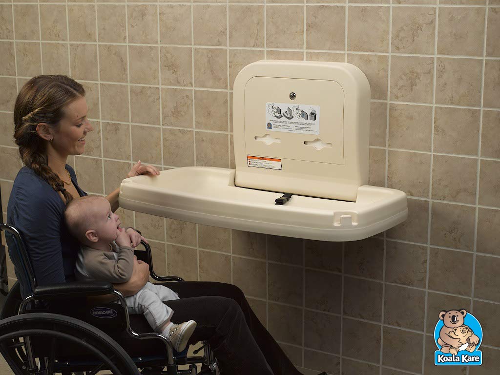 Koala Kare Horizontal Baby Changing Station, Cream, Extra-Wide Surface, Safety Belts, Microban Protection