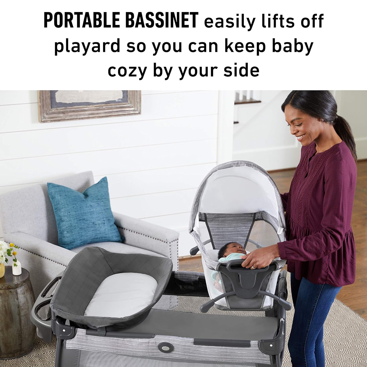 Graco Pack 'n Play Close2Baby Bassinet Playard Features Portable Bassinet Diaper Changer and More, Derby